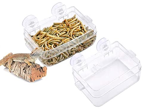 Reptile Feeder, 2 Pcs Chameleon Bowl Anti-Escape Food Dish Bowl with Suction Cup for Chameleon Iguana Lizard Reptile Food and Water Feeding