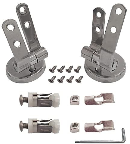 Cerniere universali regolabili Acciaio INOX per copriwater in legno, Kit Completo o Componenti by HYDRO HOME (KIT COMPLETO DALL'ALTO)
