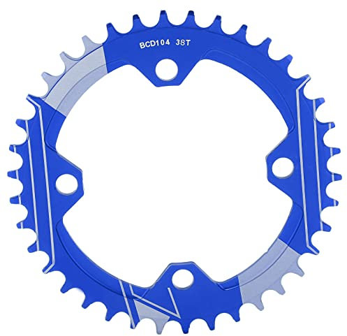 BuyWeek Plato de Bicicleta, 38T 104 mm BCD Plato Redondo Ovalado de Aluminio Cadena Simple Estrecho Ancho para Bicicletas de Montaña (Azul)