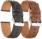 Kompatibel für Samsung Galaxy Watch 4 Classic 46mm 42mm Armband 2 Packs, für Galaxy Watch 4 44mm 40mm Armband, Breite 20mm Schnellverschluss Leder Uhrenarmband(Schwarz+Kaffee)