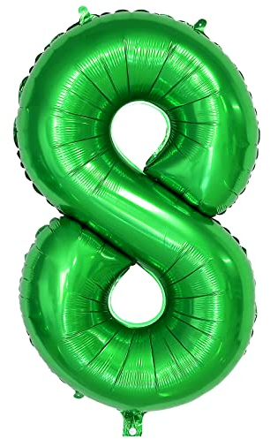 onehous Dark Green 8 Balloons, 40 Inch Large Foil Balloons Number 8 Green, Self Inflating Helium Balloons Number 8 Girls Birthday Party Jungle Football Party Decorations Supplies (Dark Green#8)