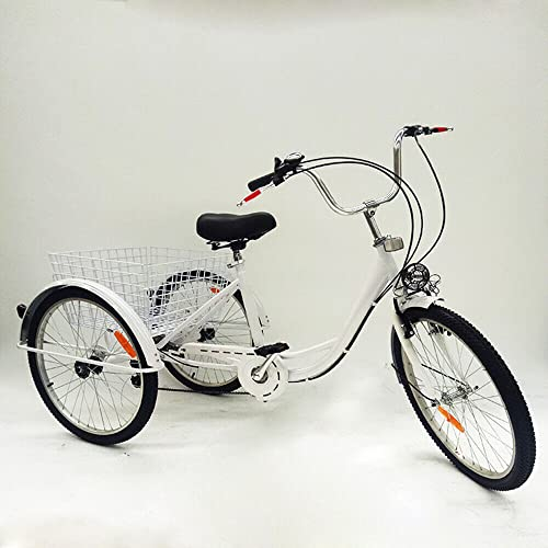 HaroldDol 24 Zoll 6 Gänge Dreirad Für Erwachsene, 3 Rad Fahrrad Mit Licht+Einkaufskorb, Unisex, Durchdachtes Geschenk…