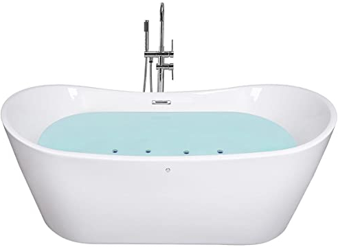 Supply24 since 2004 Whirlpool Badewanne Orlando (168x80 cm) – freistehend für 2 Personen – 8 Massagedüsen & LED Beleuchtung – mit Armatur in Chrom – Indoor Hot Tub Spa – Wellness für Zuhause