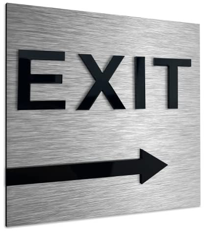 ALÚMADESIGNCO Exit Señal, Cartel Salida De Emergencia, Flechas Derechos, Flecha Direccion Derecho/Cartelo Direccional Felchas - Señalizacion de evacuación Direcciona - 120 x 120 mm