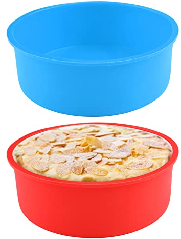 Surflyee Silikon Backform Rund, 2 Stück 6 Zoll Kuchenformen Silikon, Schichtkuchen Backformen, Silikon Kuchenform für Käsekuchen, Regenbogenkuchen und Chiffon-Kuchen