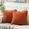 Fancy Homi 2 Stück Burnt Orange Dekorative Wurfkissenbezüge 45 x 45 cm mit Pompons für Couch Bett Wohnzimmer Schlafzimmer Weicher Cord Solid Square Kissenbezug 45 x 45 cm Boho Herbst Home Decor