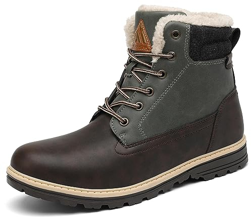 Mishansha Winterschuhe Herren Gefüttert Winterstiefel Damen Warm Winterboots Wasserfeste Dunkelbraun 44