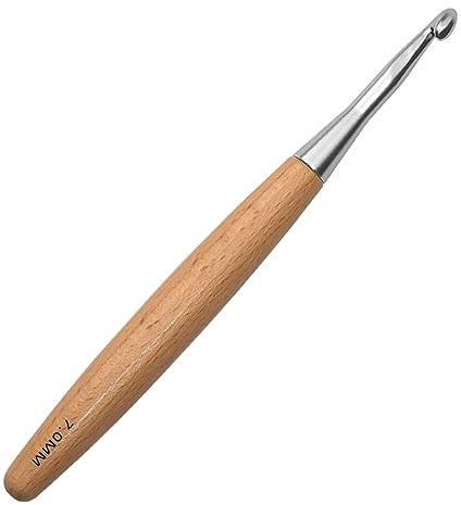 Coopay Häkelnadel 7,0 mm, Häkelnadeln mit Buchenholzgriff und Glatte Hakenkopf, Ergonomische Häkelnadel, Leichte Häkelnadeln für Arthitische Hände, Handwarme Lang Häkelnadeln 7mm