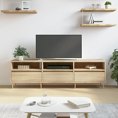 FIRBNUS TV-Schrank Sonoma-Eiche 150x30x44,5 cm Holzwerkstoff TV Unterschrank TV Schrank Holz Living Room Furniture Sideboard Holz Fernseh Sideboard Lowboard Holz TV Board Fernsehschrank TV Cabinet