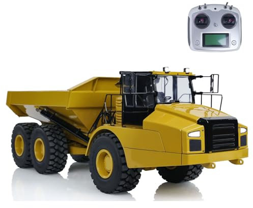 wheelfun 1/14 6 * 6 RC Hydraulic Articulated Truck Metal DIM K745 Assembled RC Constructions Vehicle Model with Motor ESC Servo Pump ESC Valve Cylinder Yellow