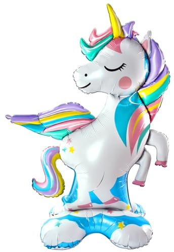 Einhorn Luftballon, Folienballon Einhorn XXL, Einhorn Ballon Mädchen, 3D Einhorn Folienballon, Tier Walking Luftballons, Einhorn Ballon Dekoration 118 x 83 CM