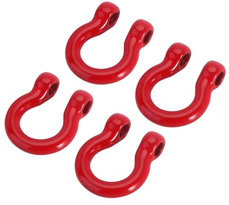 INJORA D-Ringe Abschlepphaken mit M1.4 Schrauben für FCX18 LC80 TRX4M Defender,Rot