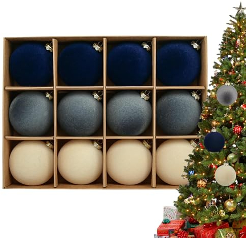 Aizuoni Kugelornamente Aus Beflocktem Samt - 12 Stück Dekorative Weihnachtskugeln Für Weihnachtsbaum Christbaumkugeln Samtbezug Weihnachten Deko Tish