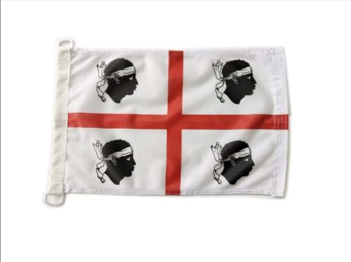 Drapeau nautique de la Sardaigne 45 x 30 cm - Pavillon de complaisance Sardaigne 30 x 45 cm Anneaux