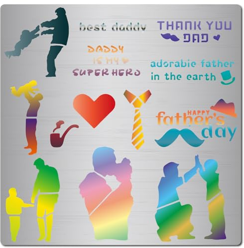 GORGECRAFT Vatertags-Schablone „Best Daddy“ Mit Herz-Krawatten-Buchstabenschablonen Aus Metall Und Edelstahl Für Vater Papa Malen Auf Holz Brennen Gravieren Scrapbooking Heimdekor Geschenke