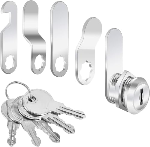 Briefkastenschloss,Briefkasten schloß,Serratura per armadietto, Spindschloss mit 5 Schlüsseln, serratura per mobili fornita con 5 diverse piastre di bloccaggio, per ante di armadi, mobili,16 mm