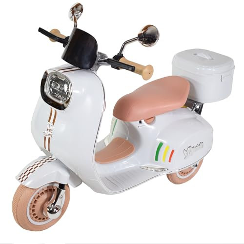 Twinly SCOOTLY Moto électrique pour enfants avec télécommande, chargeur et batterie 6 V jusqu'à 40 min, accélérateur à pédale, porte-bagages, USB, lumière et MP3 Bluetooth (Gris)