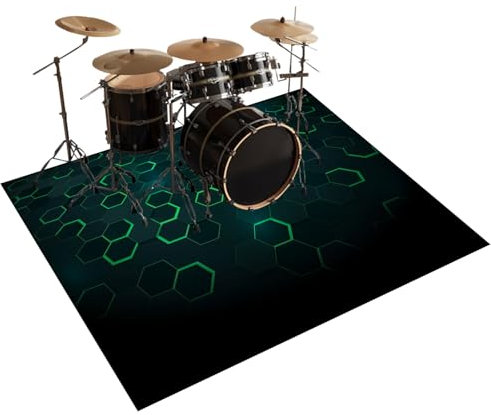 Qesjodfu Schlagzeugteppich 120 x 100 cm Schallschutz Teppich Drum-Teppich Schallschutzmatte Professionelle Drum Teppich Musikinstrumente Bodenmatte rutschfest Schlagzeugteppiche Trommelteppich