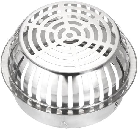 sourcing map Scarico a pavimento del tetto, in acciaio inox 304, a cupola, copertura anti-bloccaggio, forma rotonda, scarico a pavimento per esterni, per casa, cortile, balcone (215 mm)