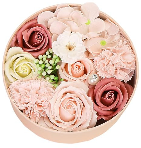 Boîte cadeau de fleurs de savon pour les cadeaux de la fête des mères Roses romantiques Boîte de fleurs de savon avec carte de voeux de salle de bain Boîte Boîte Beau cadeau pour les femmes Valentin