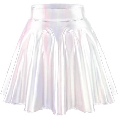 bridesmay Damen Glitzer Metallischer Mini Faltenrock 2024 Karneval Kostüm Mini Kurz Skater Rock Weiß M