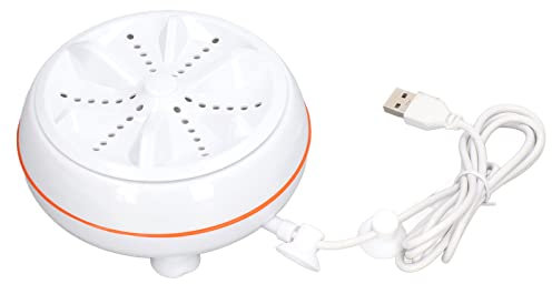 Qukaim Lavatrice a turbina ad ultrasuoni, mini lavatrice a ultrasuoni, alimentatore USB da 27 W, lavatrice a turbina, pulizia inversa in 50 secondi, spegnimento automatico dopo 30 minuti, ABS, bianco