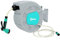 Outsunny Avvolgitubo da Giardino Retrattile con Tubo dell'Acqua 25+2 m, Avvolgitubo da Parete Girevole a 180°, Avvolgitubo Automatico con Blocco e 7 Getti per Irrigazione in PP, Verde e Grigio