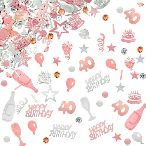 40 Konfetti Geburtstag Deko 40 Tischdeko Geburtstag dekoration Confetti 40. Streudeko Geburtstagsdekoration Roségold Frauen Männer