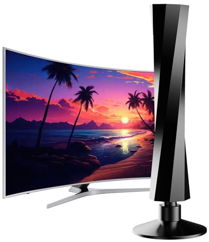 Antenne TV Intérieure sans Amplificateur – Antenne Numérique HD 4K pour TNT DVB-T/T2, Compatible avec Téléviseurs et Décodeurs, Réception Stable, Câble Coaxial 5 m, Installation Facile