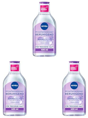 NIVEA Beruhigendes Mizellenwasser, Mizellen Reinigungswasser für sensible Haut, parfümfreies Gesichtswasser mit Dexpanthenol und Aminosäurekomplex, feuchtigkeitsspendende Gesichtsreinigung (400 ml)