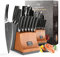 NANFANG BROTHERS VG10 Knife Set with Block - 15 Piece Damascus Chef's Knives with Sharpening Rod, Kitchen Shears & ABS Block, Luxury Gift Box for Butcher & Home Cooks
