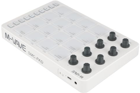 Asixxsix SMC Pad MIDI -Controller, Drahtloser Drum Pad Controller mit 16 RGB -Backbeleuchtungsgeschwindigkeitsempfindlichkeiten 8 Zuweisbare Knöpfe für Live FL