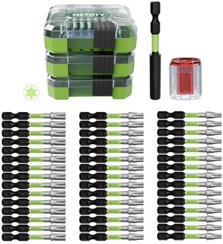 47PCS Impact Torx Screwdriver Bits Set, Magnetic (T20/T25/T30), S2 Steel Torx Driver Bits with a Green Storage Box