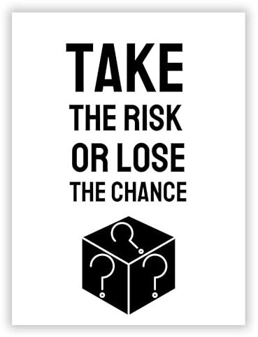 Druck-Palast Take the risk or lose the chance Poster - 30x40cm - Kunstdruck - Wohnzimmer Büro - Minimalistisch Modern Typografie - Hochwertiger Druck - Motivationsspruch ohne Rahmen für junge