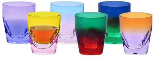 Krosno – Bicchieri da Whisky, Drink e Cocktail 260 ml – Set da 6 pezzi in 6 colori unici – Collezione Aurora – Cristallo Senza Piombo – Dipinti a Mano