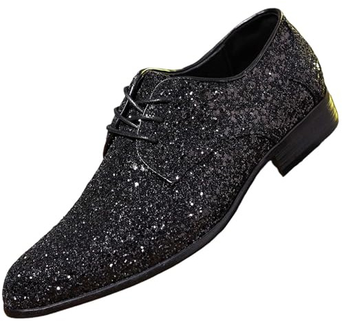 Glitzer Sneaker Herren Glitzerschuhe Silber Pailletten Schuhe Silber Pailletten Halbhoch Herrenboots Party Schuhe Turnschuhe Karneval Plateau Funkelnde Hochzeits Walking