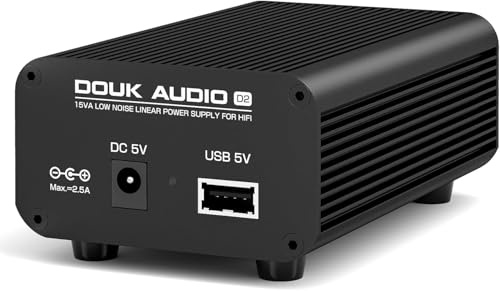 Douk Audio D2 - Alimentatore lineare da 5 V: alimentatore di rete a basso rumore da 15 W per streamer preamplificatore DAC con trasformatore ad anello e filtro CLC per sistemi audio desktop HiFi
