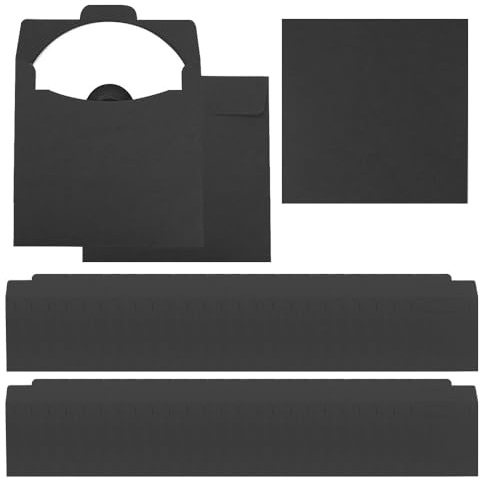 ONEBO 50 Sheet CD Paper Sleeves, Black Papers Protective Storage Sleeve, Kraft Papers Disc Bags, CD Bag, Kraft Paper Bag, DJ Cover, Printable in Sleeves (12 * 12 cm)