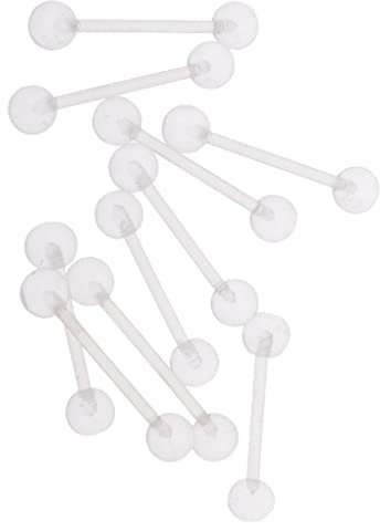 MagiDeal 10 PCS Barre pour Langue Barbell En Acrylique Transparent, Langue Piercing Mamelon Piercing Ensemble, Anneaux de Mamelon Barre Retainers, Anneaux Retenue