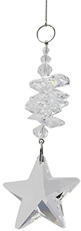 Set Fensterdeko Kristall-Stern 56cm lang mit Kristall-Koppen und Kristall-Steinen Mobiles Regenbogenkristall Feng Shui Weihnachtsdeko Kristallglas