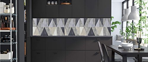 Vinyle pour crédence de cuisine fortement adhésive / contre marche d'escalier et revêtement mural adhésifs / dimensions et motifs au choix / Carreaux de ciments adhésifs (Diamond Blue, 60x200cm)