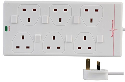 Pro Elec EXTENSION LEAD SURGE SWITCHED 6G WHT 10M