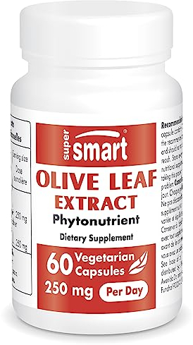 Supersmart - Olive Leaf Extract - Standardisiert auf 32% Oleuropein - Fördert ein gesundes Herz-Kreislauf-System - stärkt das Immunsystem | Nicht GVO - 60 vegetarische Kapseln