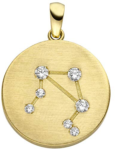 Jobo Sternzeichen-Anhänger Waage aus 8 Karat 333 Gold matt mit 7 Zirkonia