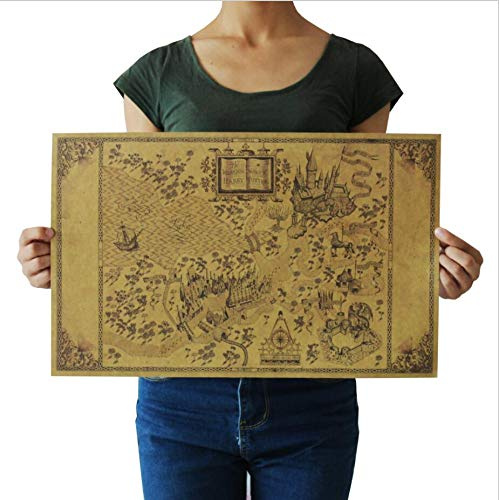 LIBINFAN Carte du Monde Sorcier De Harry Potter Fonds D'écran Affiches De Film De Décoration sans Cadre Restaurant des Manières Antiques Stickers Muraux Art Décor