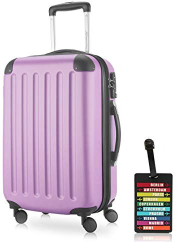 Hauptstadtkoffer - Valigetta rigida Spree con estensione in 3 misure - bagaglio in cabina, valigia Miteel e grande valigetta da viaggio, lilla., 55 cm