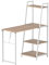 HOMCOM Schreibtisch klappbar mit 4 Tier Bücherregal, Computertisch, Bürotisch, E1 Spanplatte, Metallrahmen, Natur+Weiß, 106 x 48 x 128 cm