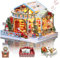 GuDoQi Miniatur Haus Weihnachtsnacht, DIY Puppenhaus Miniatur mit Möbeln und Musik, Handgemachtes Geschenk für Weihnachten
