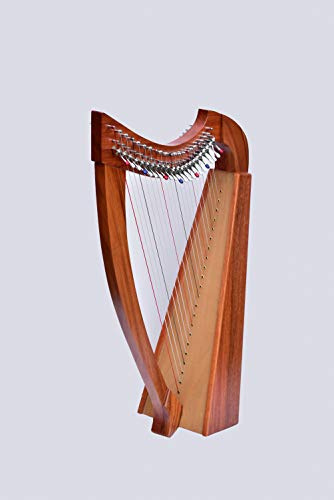 22 Strings Lever Harp, Irish Harp Natural Mahogany Wood, String Instruments, Celtic Harp with Padded Bag
