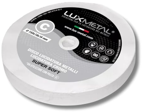 Lux Metal Disco Lucidatura In Cotone Super Soft 150 mm Lucidare A Specchio Alluminio Cromature Metalli Acciaio Inox Dischi Lucidante Ruota Per Trapano Mola Ottone Rame Ferro Legno Marmo Plexiglass